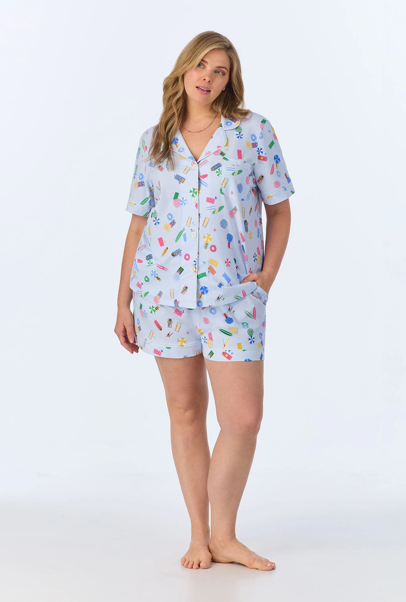 Lifes A Beach Short Sleeve Classic Shorty Stretch Jersey PJ Set