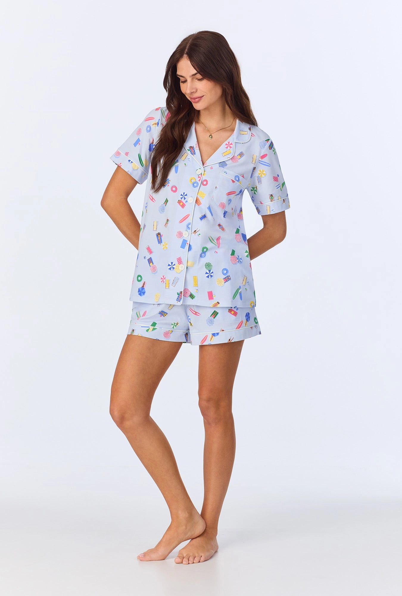 Lifes A Beach Short Sleeve Classic Shorty Stretch Jersey PJ Set