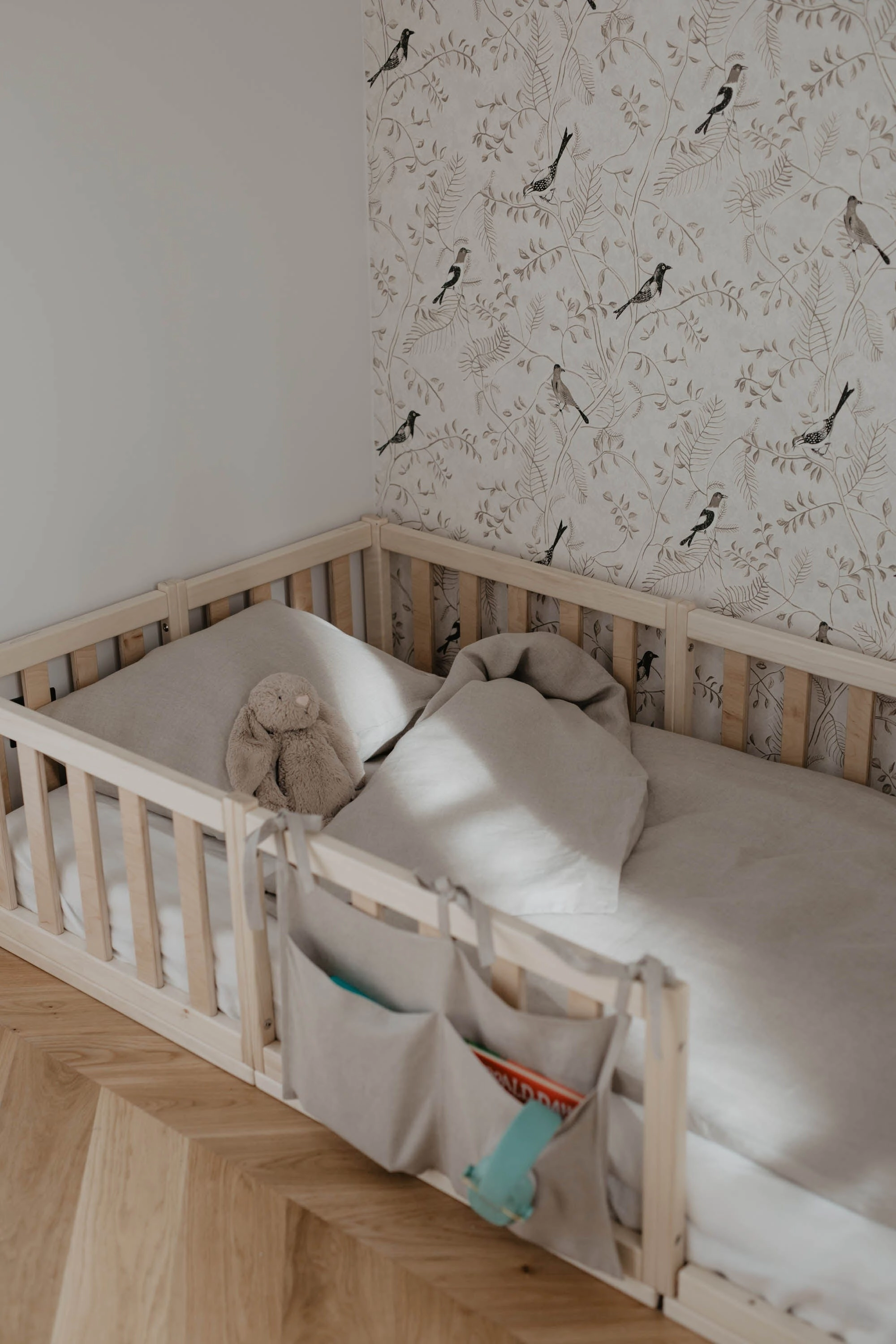 Linen Baby Bed Pocket Organiser | Multiple Colours