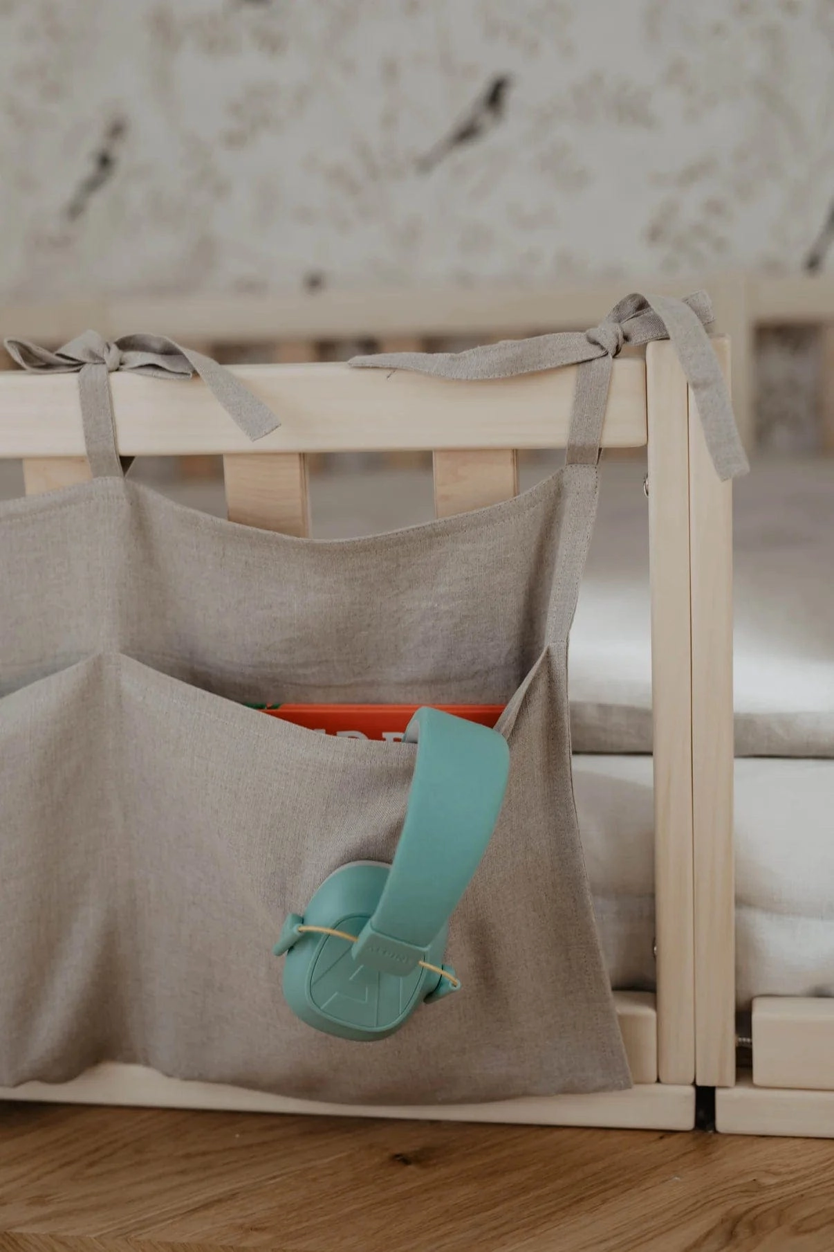 Linen Baby Bed Pocket Organiser | Multiple Colours