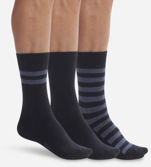 Lot de 3 paires de chaussettes homme Bleu à rayures Dim Coton Style