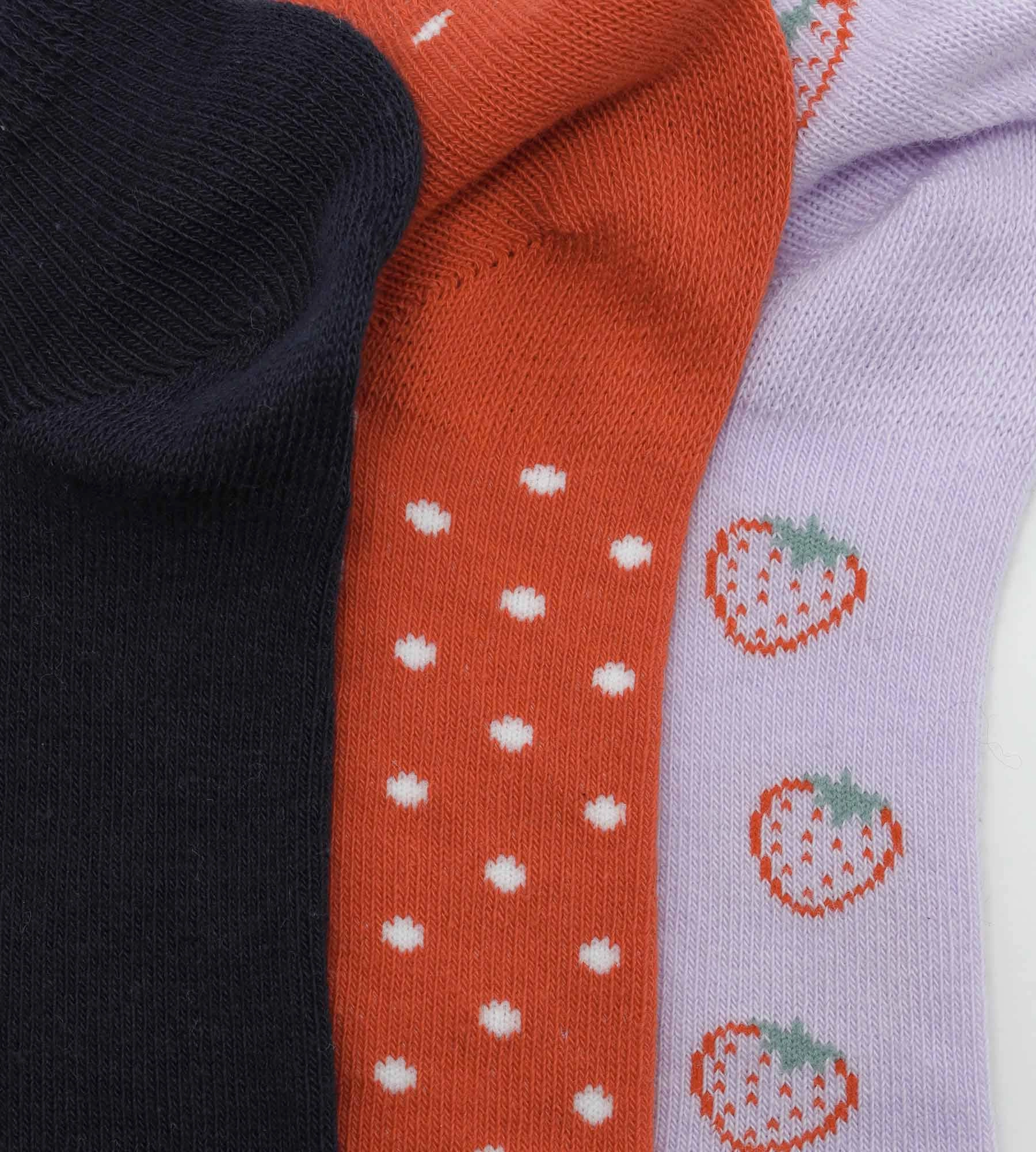 Lot de 3 paires de socquettes enfant Lila à motif fraise Coton Style