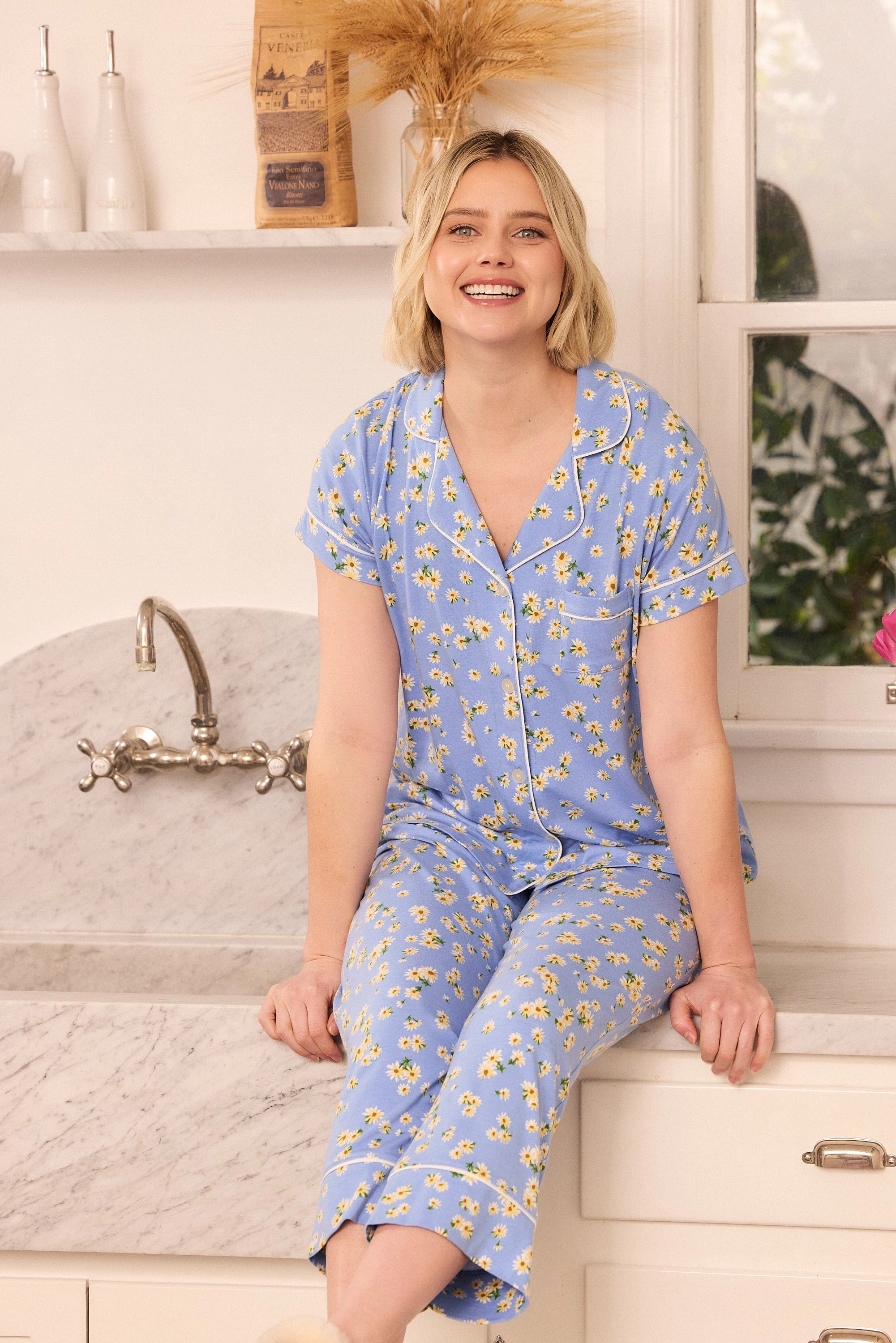 Marguerite Pima Knit Capri Set