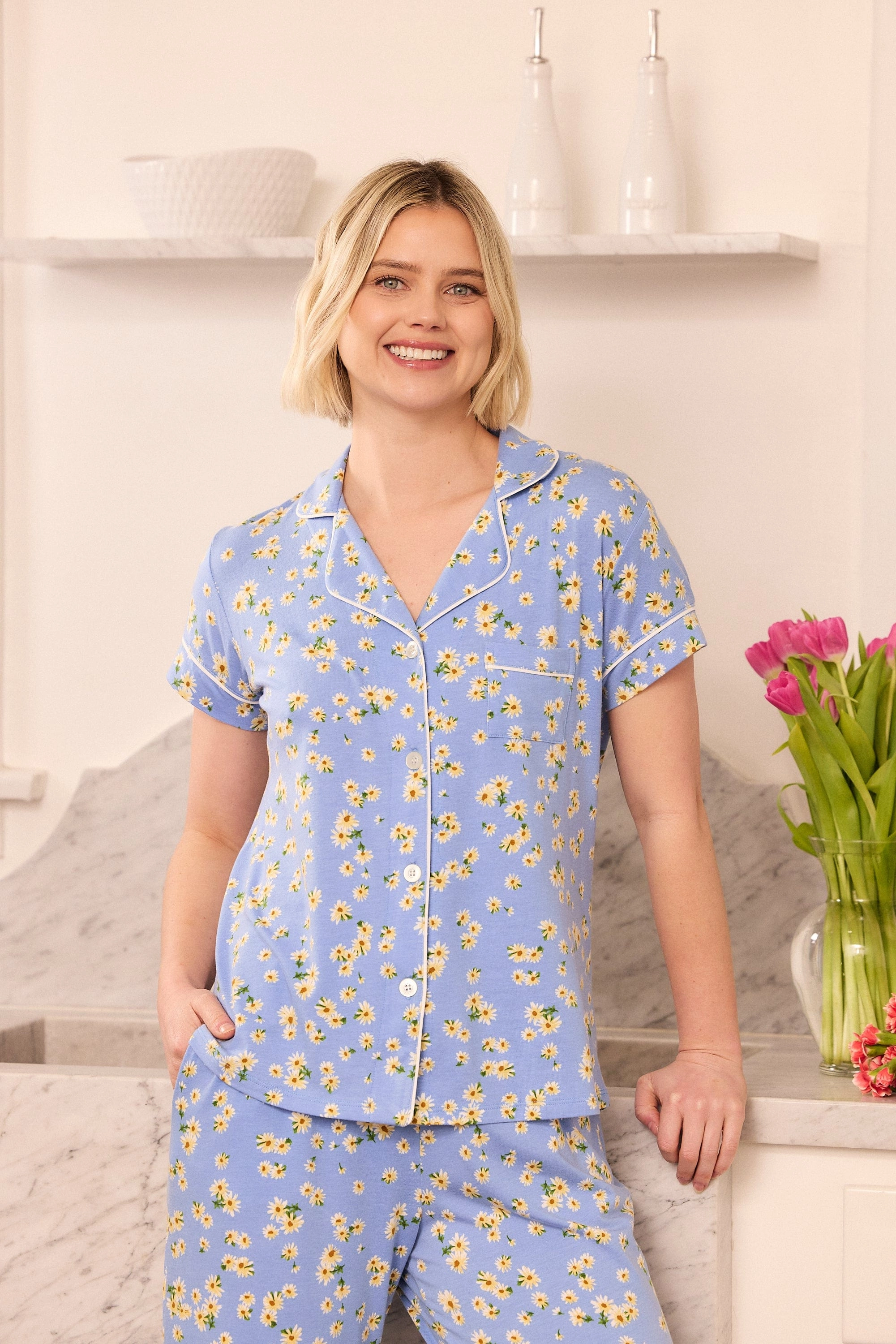 Marguerite Pima Knit Capri Set