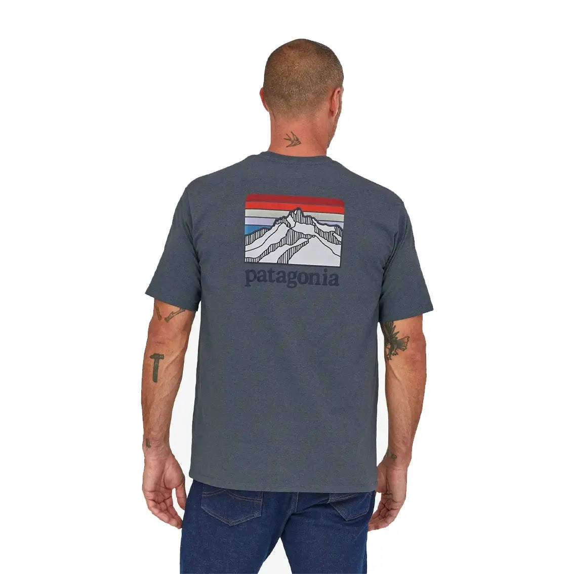 Mens Patagonia Line Logo Ridge Pocket Responsibili-Tee - Plume Grey