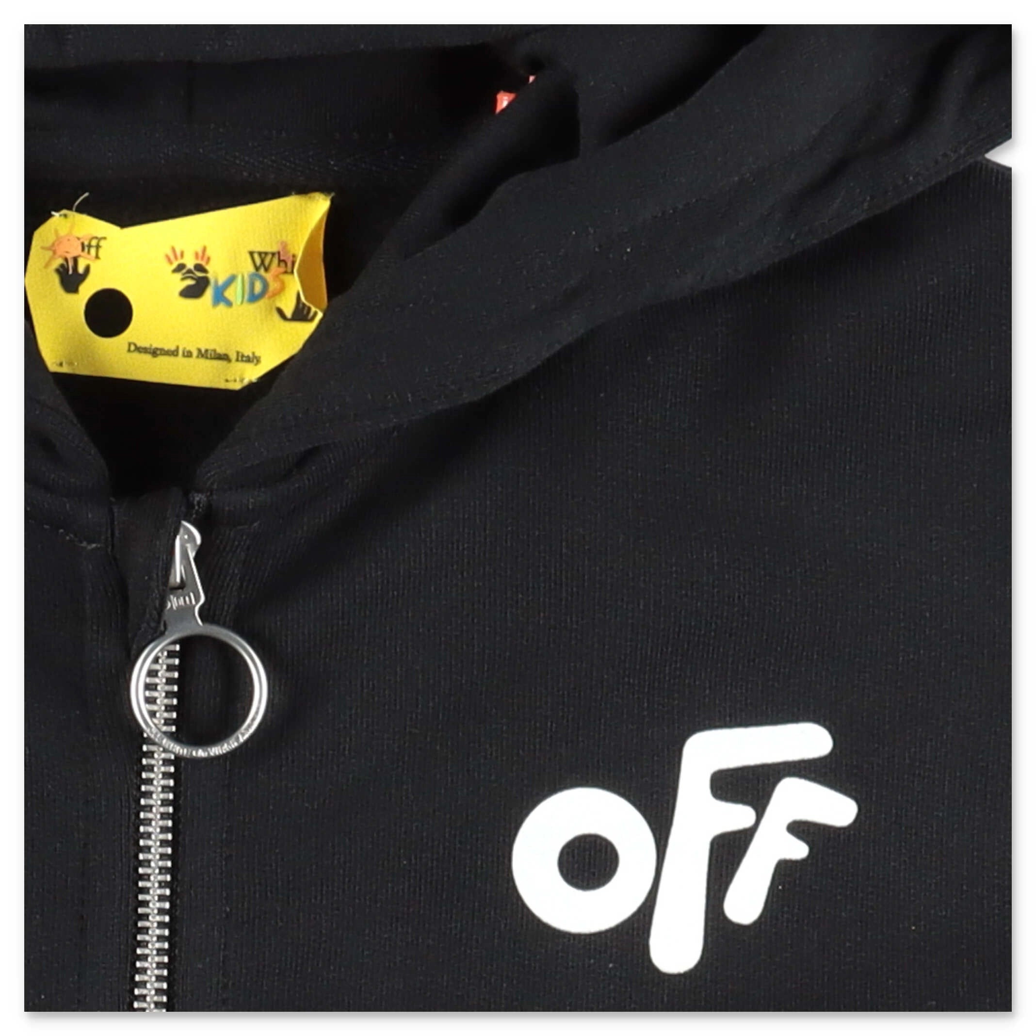 Off-White Kids Logo Printed Zipped Hoodie