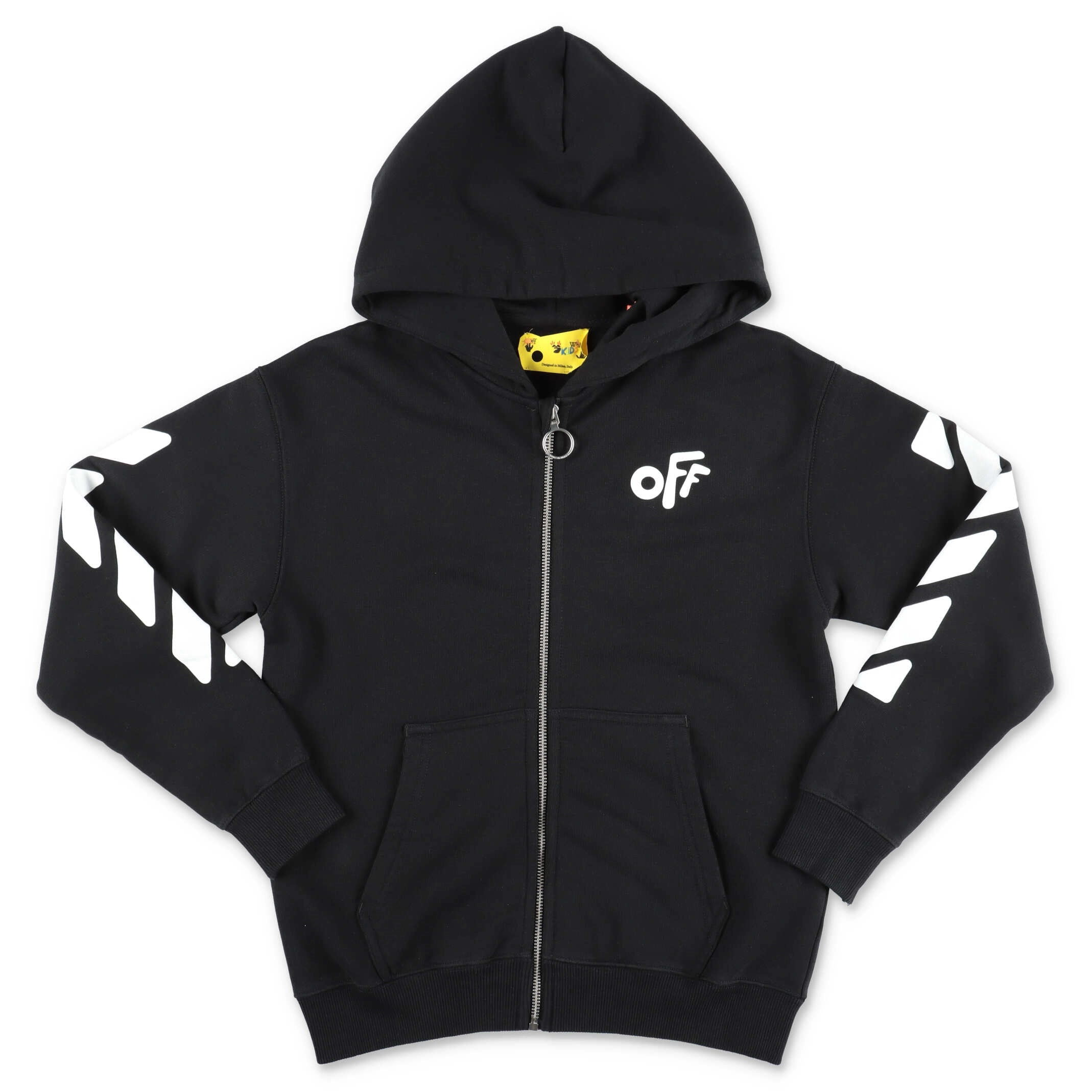 Off-White Kids Logo Printed Zipped Hoodie