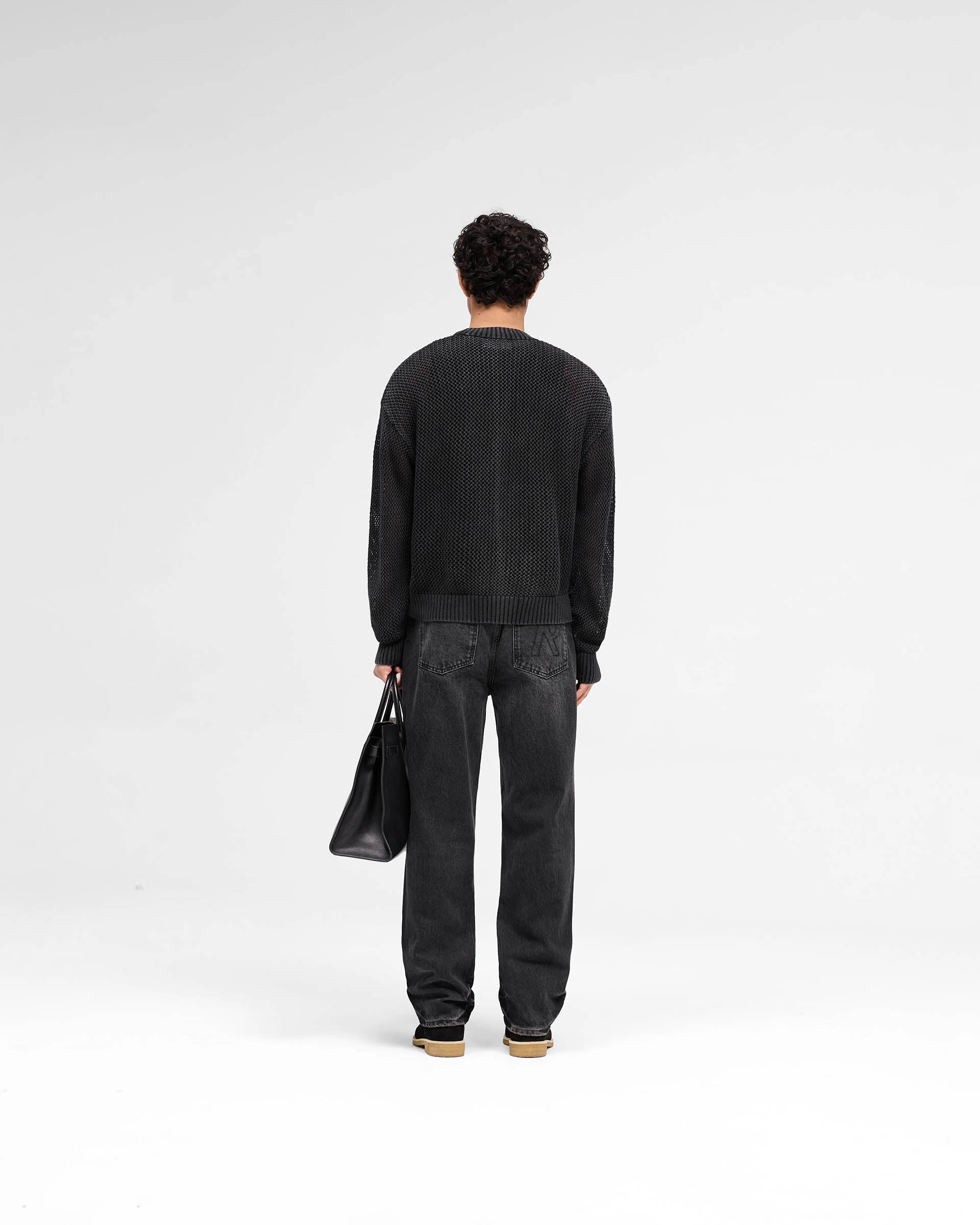 Open Gauge Knit Sweater - Jet Black