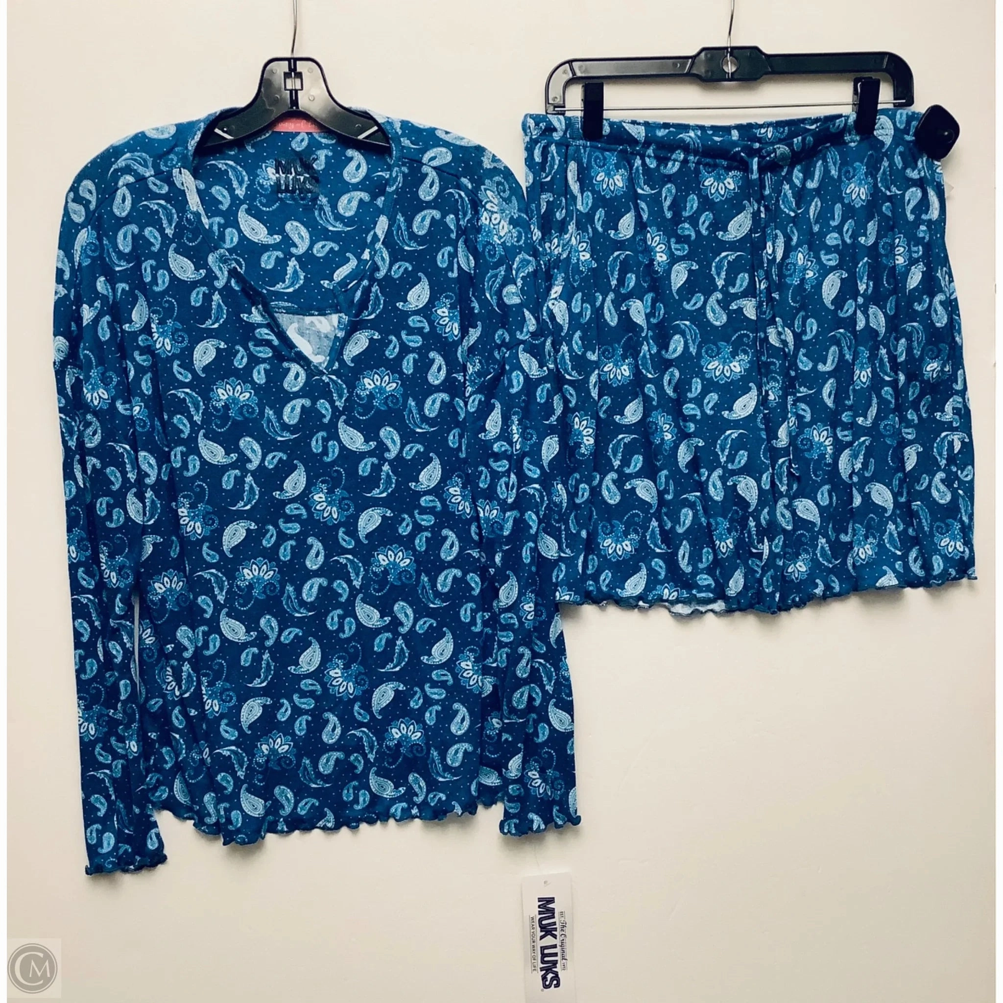 Pajamas 2pc By Muk Luks In Blue, Size: L