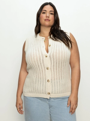 Pointelle Shell Sweater Eco Natural Extended Sizing