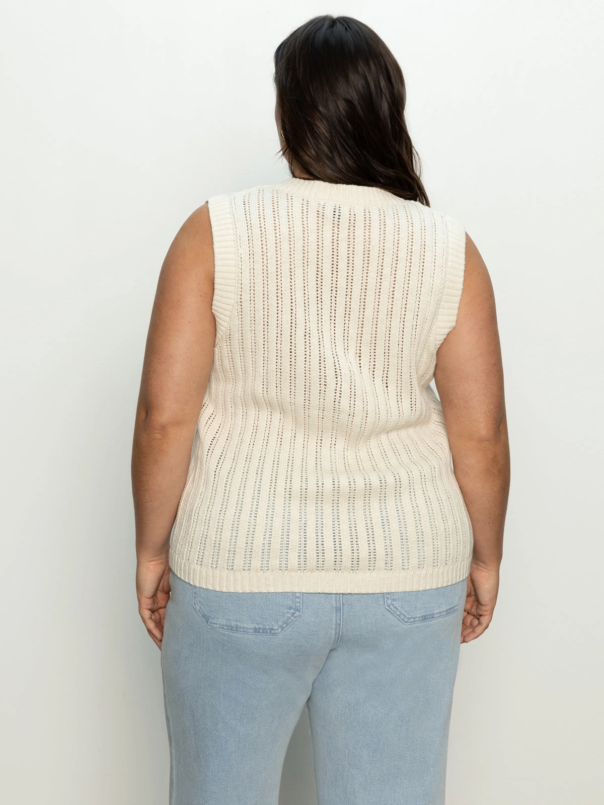 Pointelle Shell Sweater Eco Natural Extended Sizing