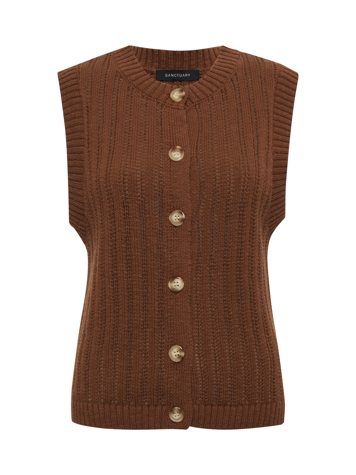 Pointelle Shell Sweater Sepia Extended Sizing