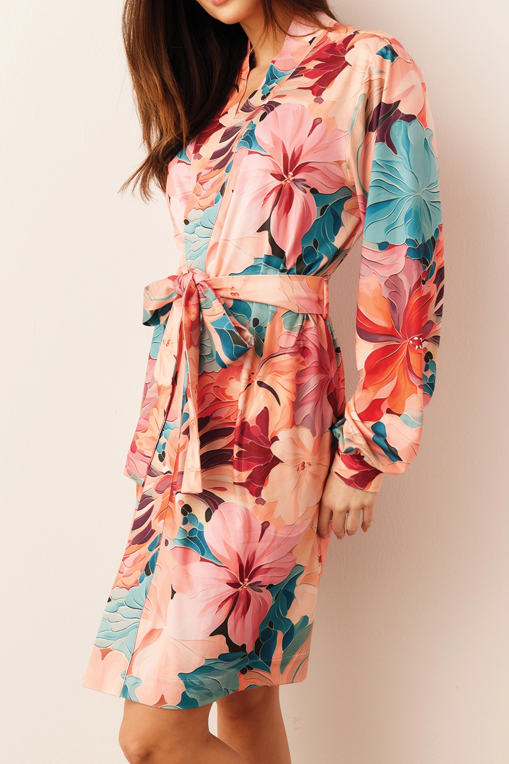 Quinn Banded Short Robe | Rio