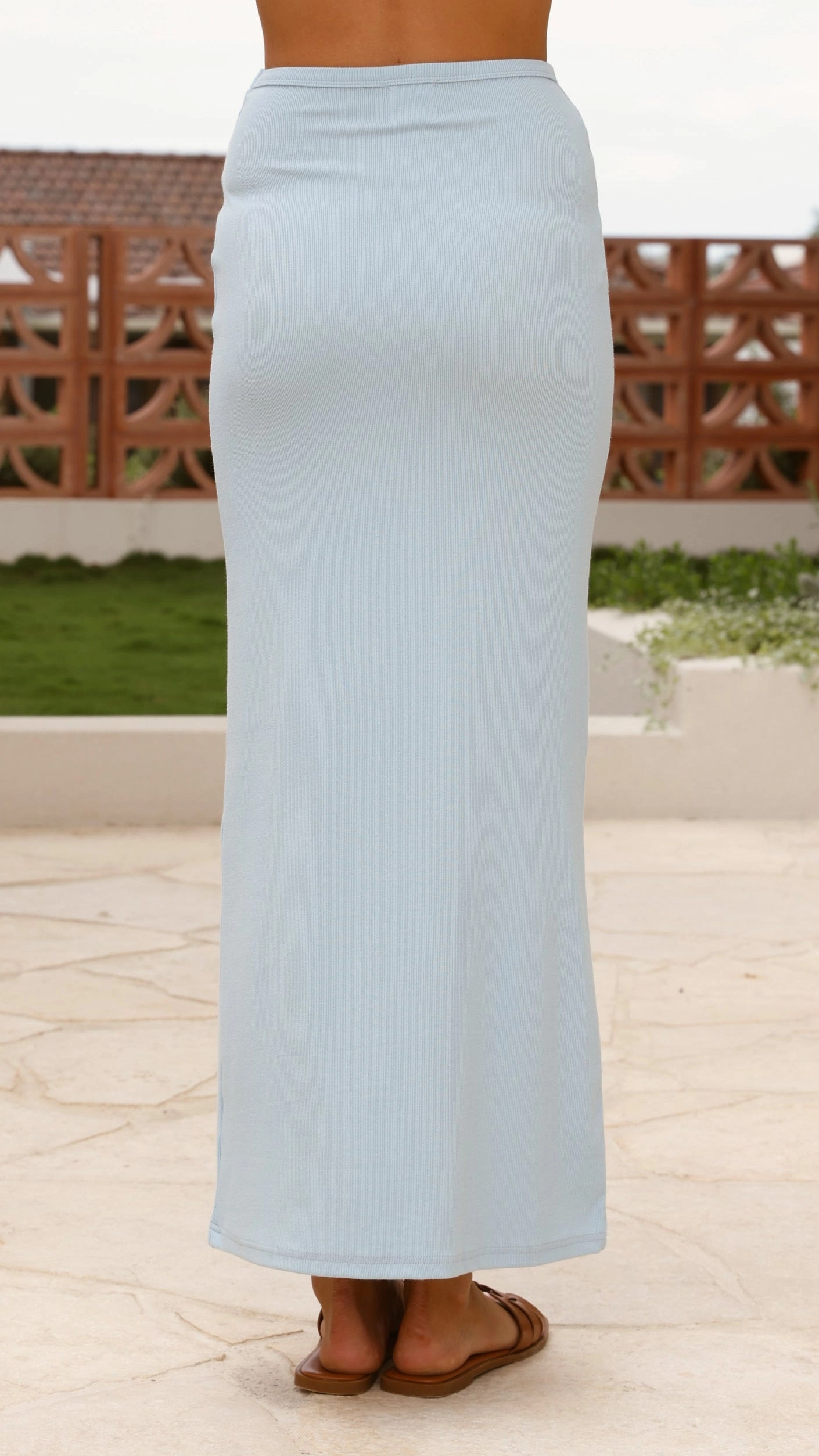 Rahela Button Top and Maxi Skirt Set - Light Blue