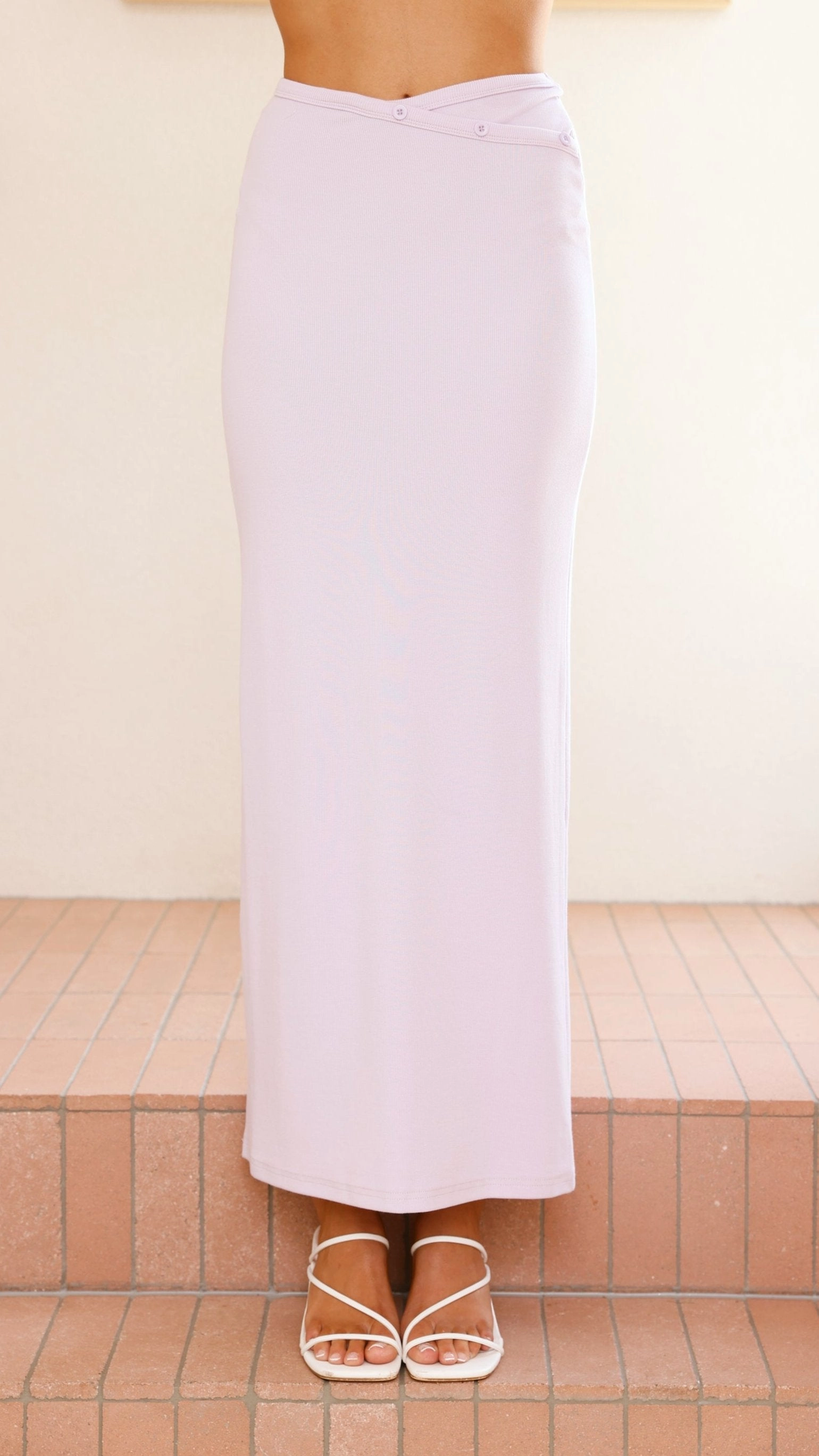 Rahela Button Top and Maxi Skirt Set - Lilac