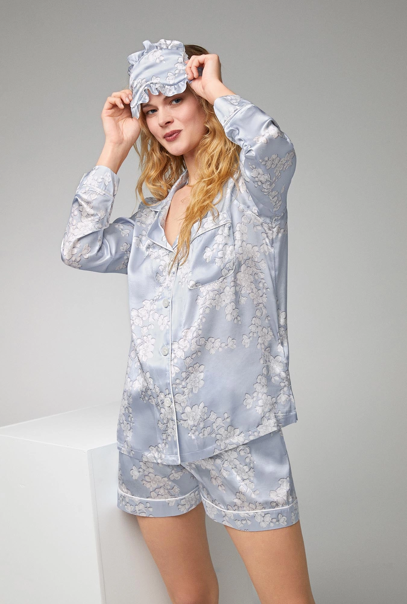 Renee's Blossom Ruffle Silk Satin Sleep Mask
