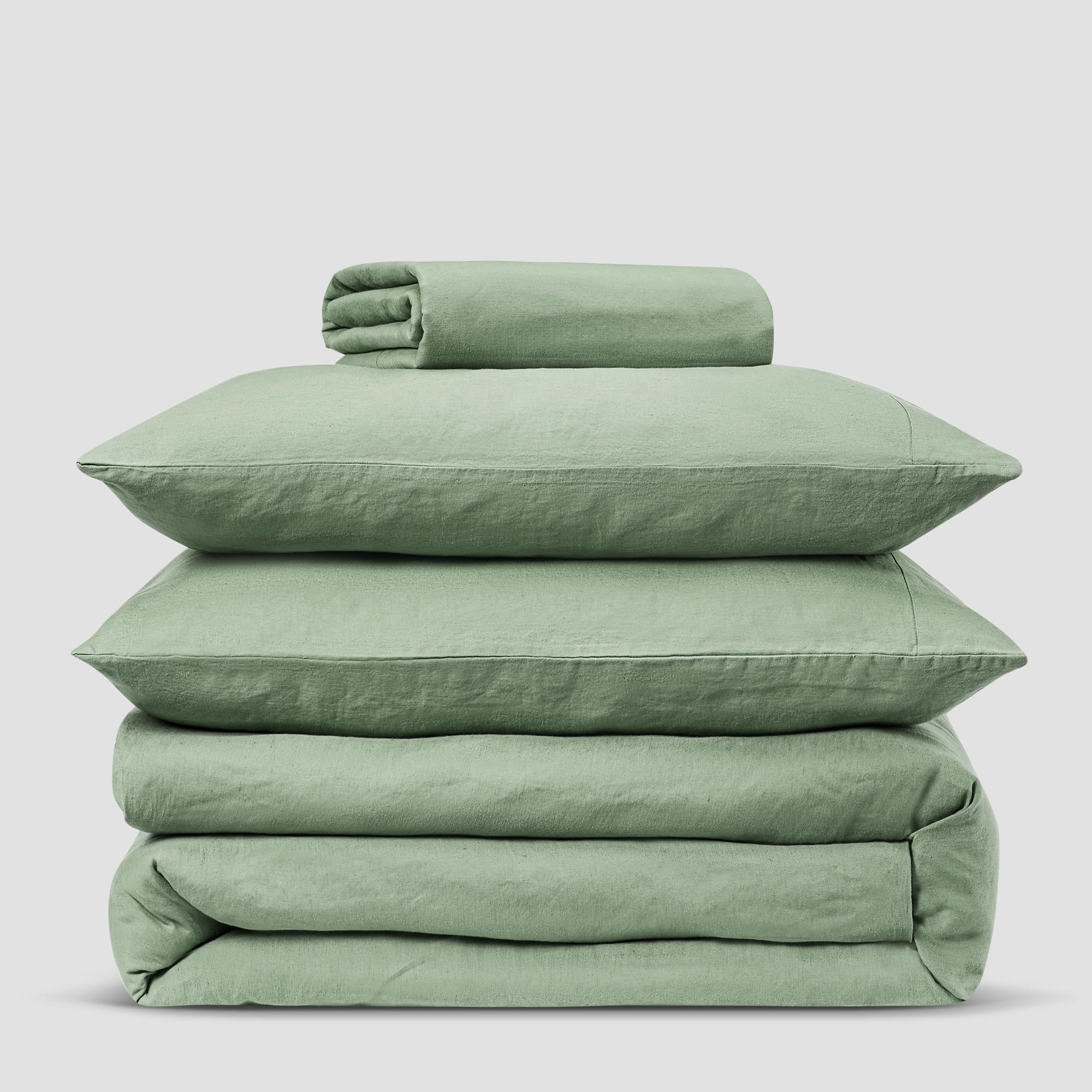 Sage Green 100% Linen Pillowcases (Pair)