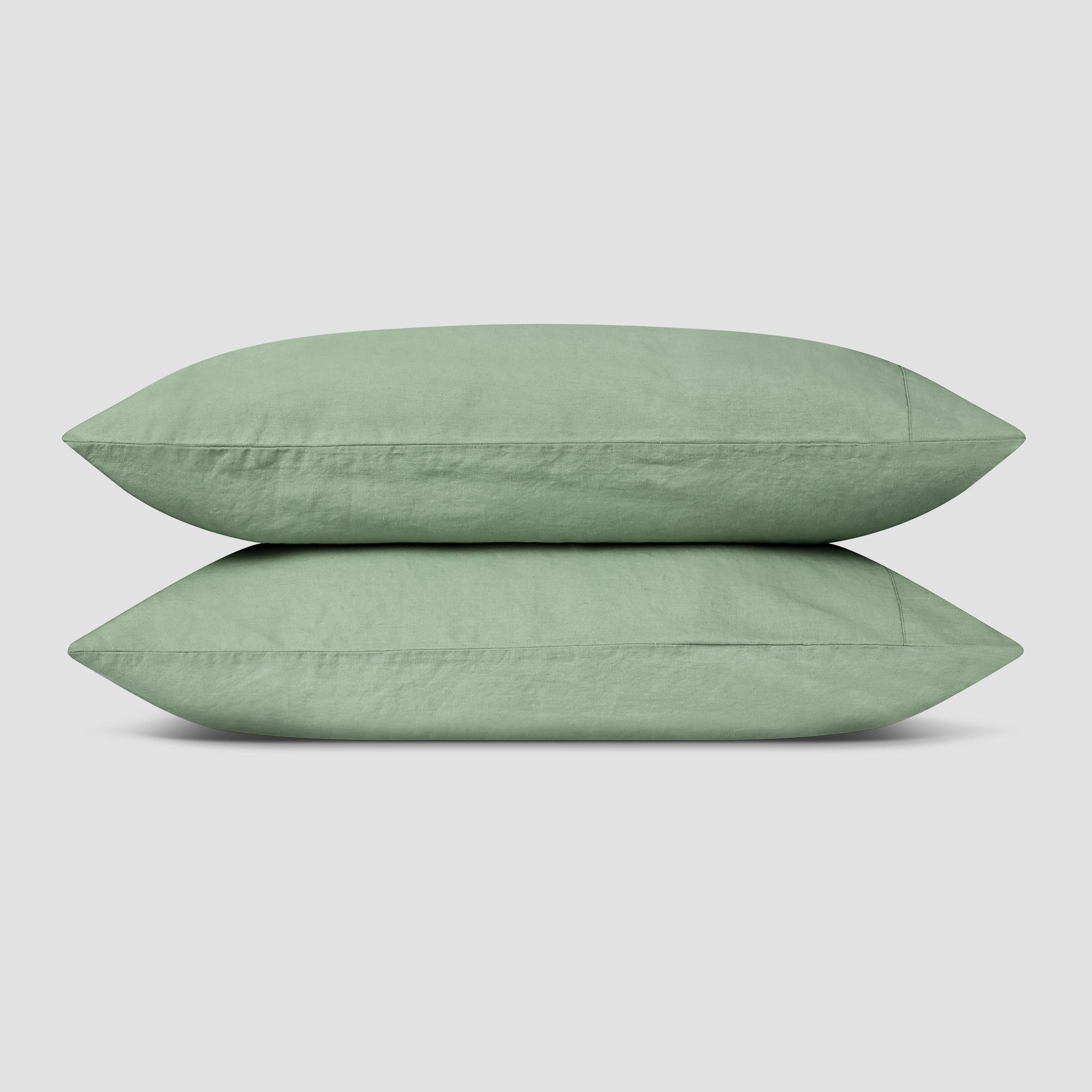 Sage Green 100% Linen Pillowcases (Pair)