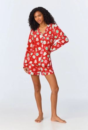 Sugar Cookies Long Sleeve Classic Stretch Jersey Short PJ Set