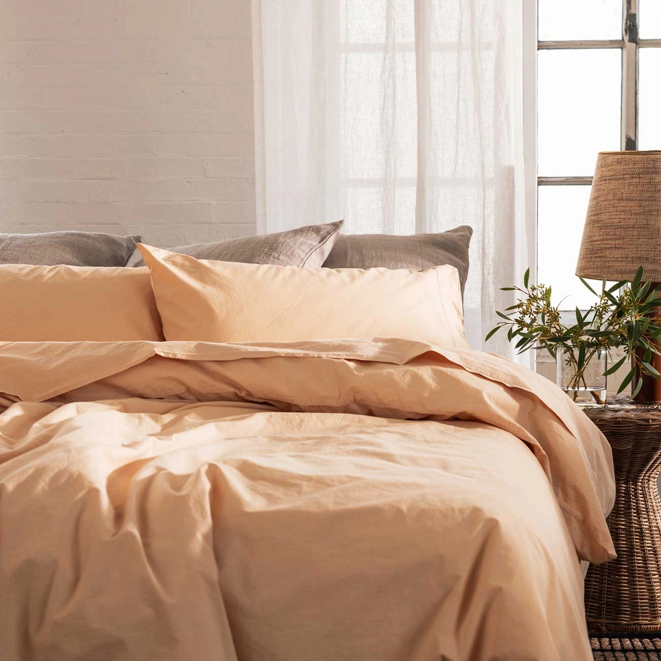 Sun Baked Washed Cotton Percale Flat Sheet