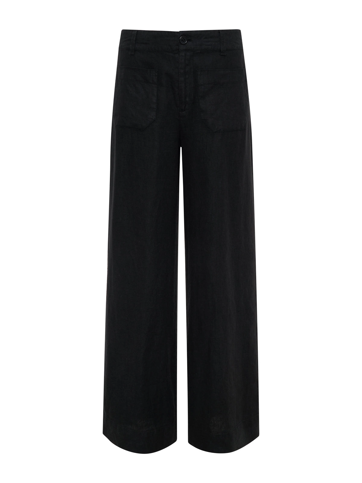 The Linen Marine Wide Leg Semi-High Rise Pant Black Extended Sizing