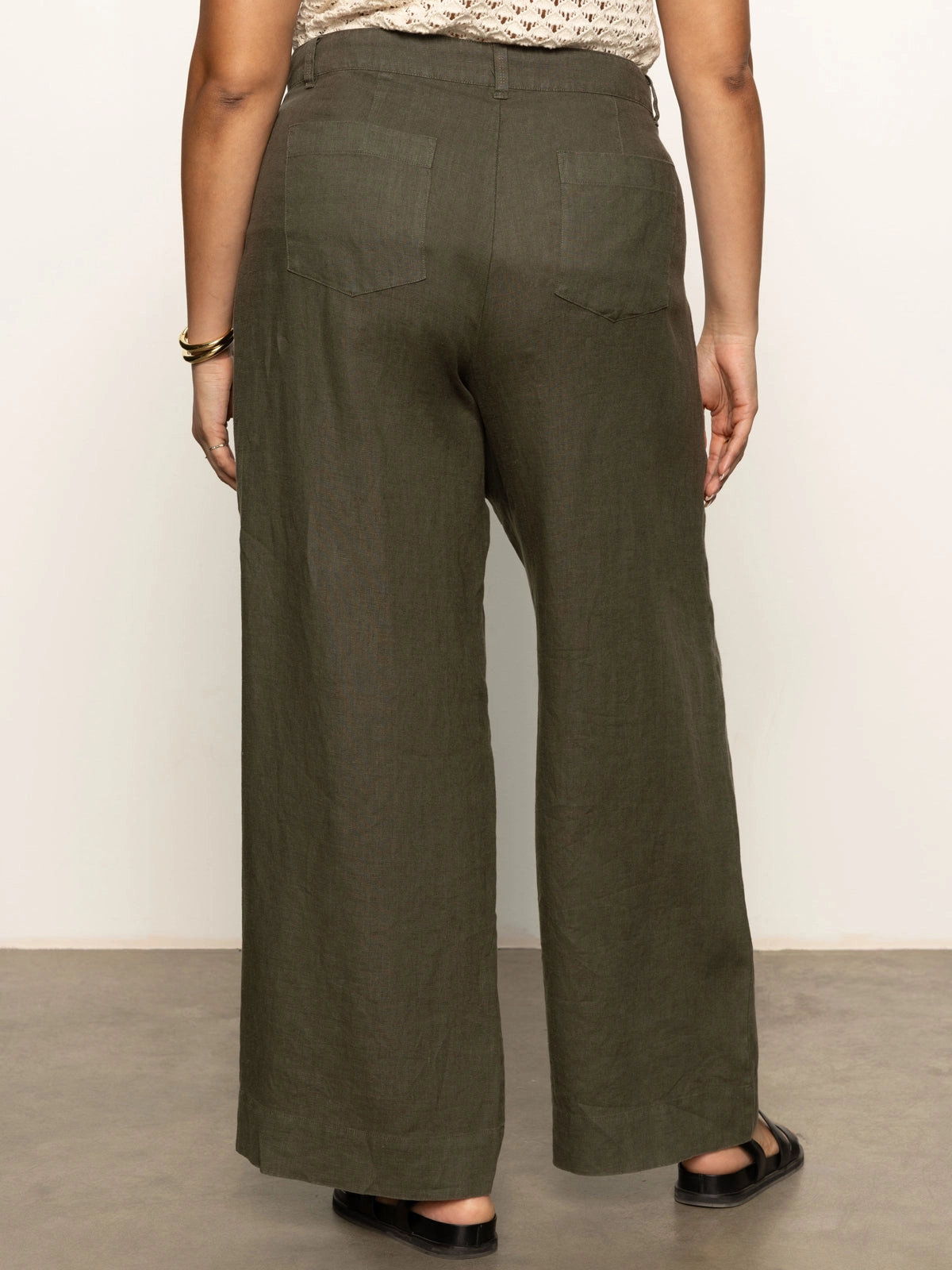 The Linen Marine Wide Leg Semi-High Rise Pant Kalamata Extended Sizing