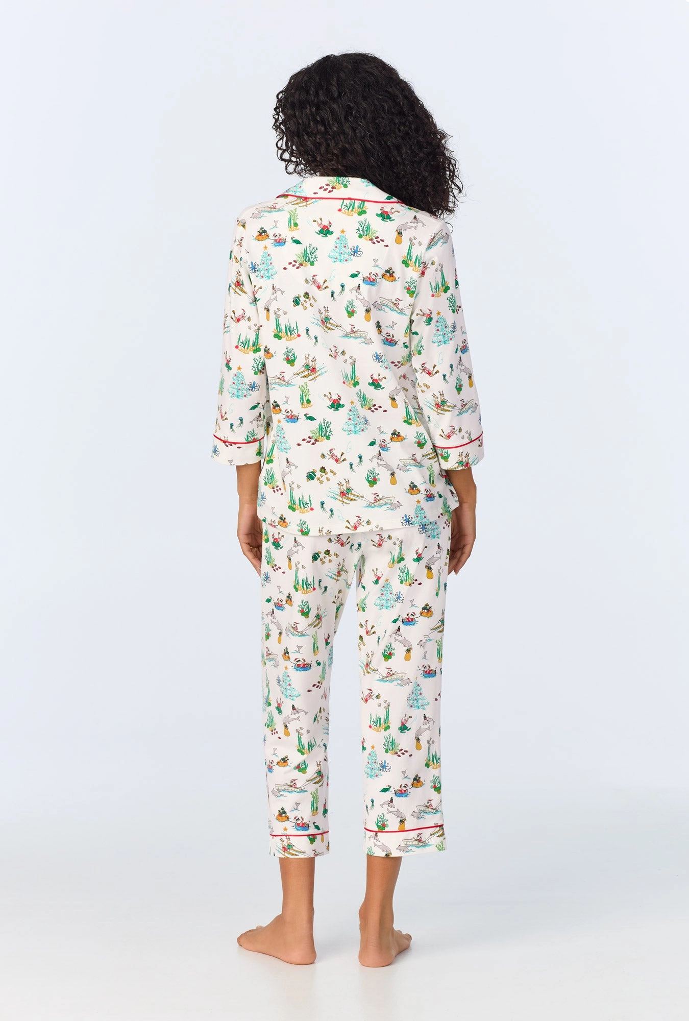 Tis The Sea-Son 3/4 Sleeve Classic Stretch Jersey Cropped PJ Set