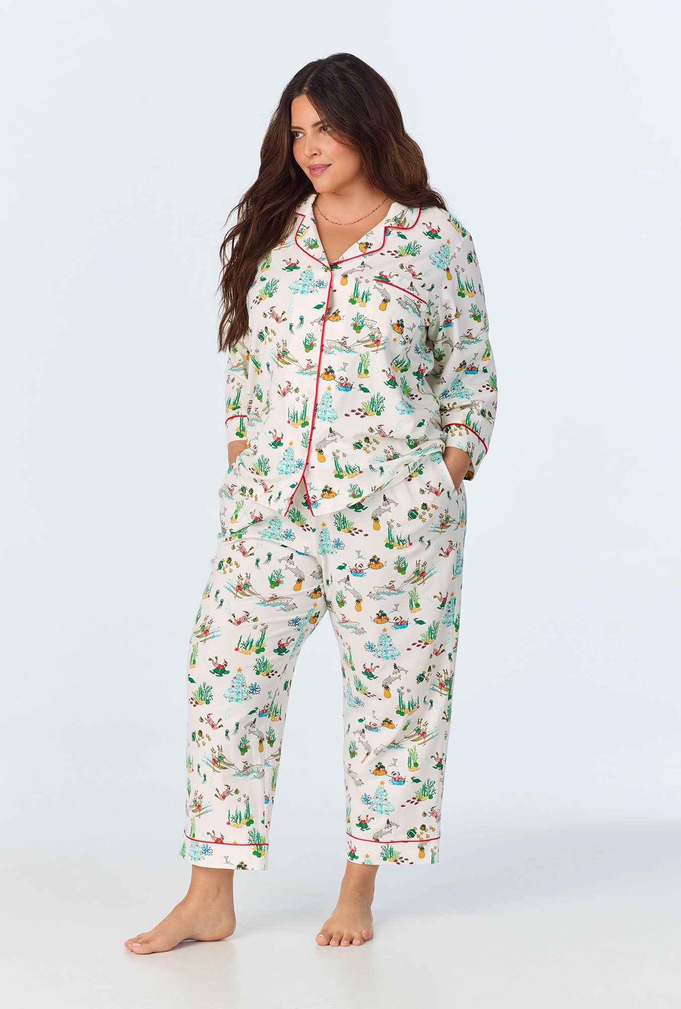 Tis The Sea-Son 3/4 Sleeve Classic Stretch Jersey Cropped PJ Set
