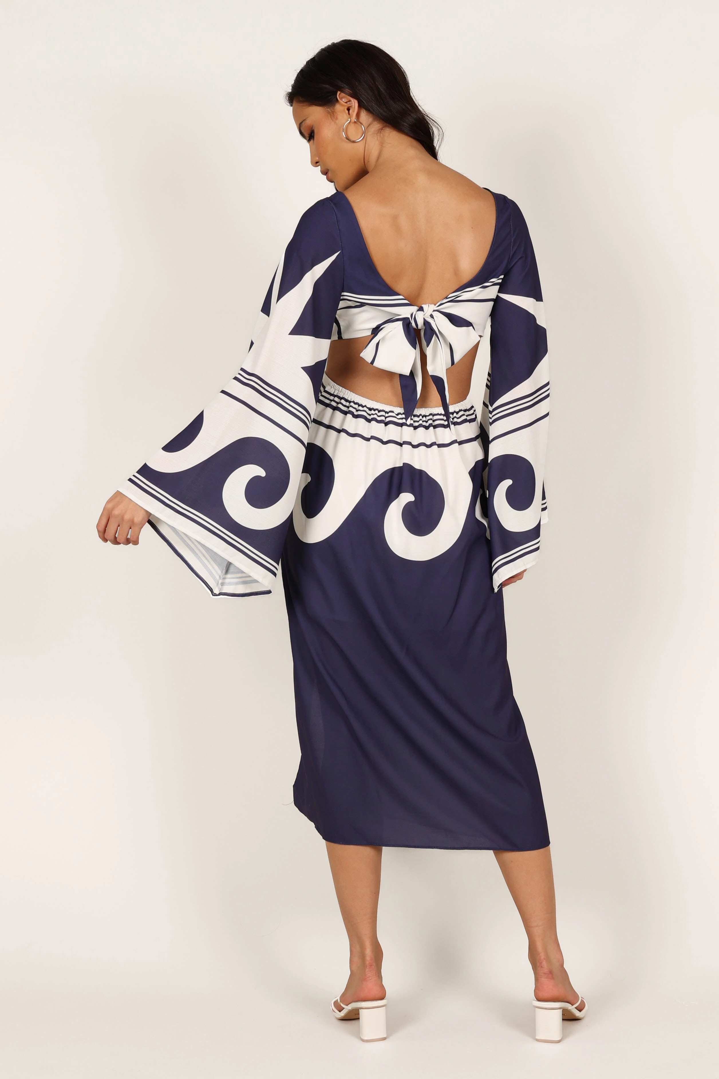 Vella Midi Dress - Navy/White