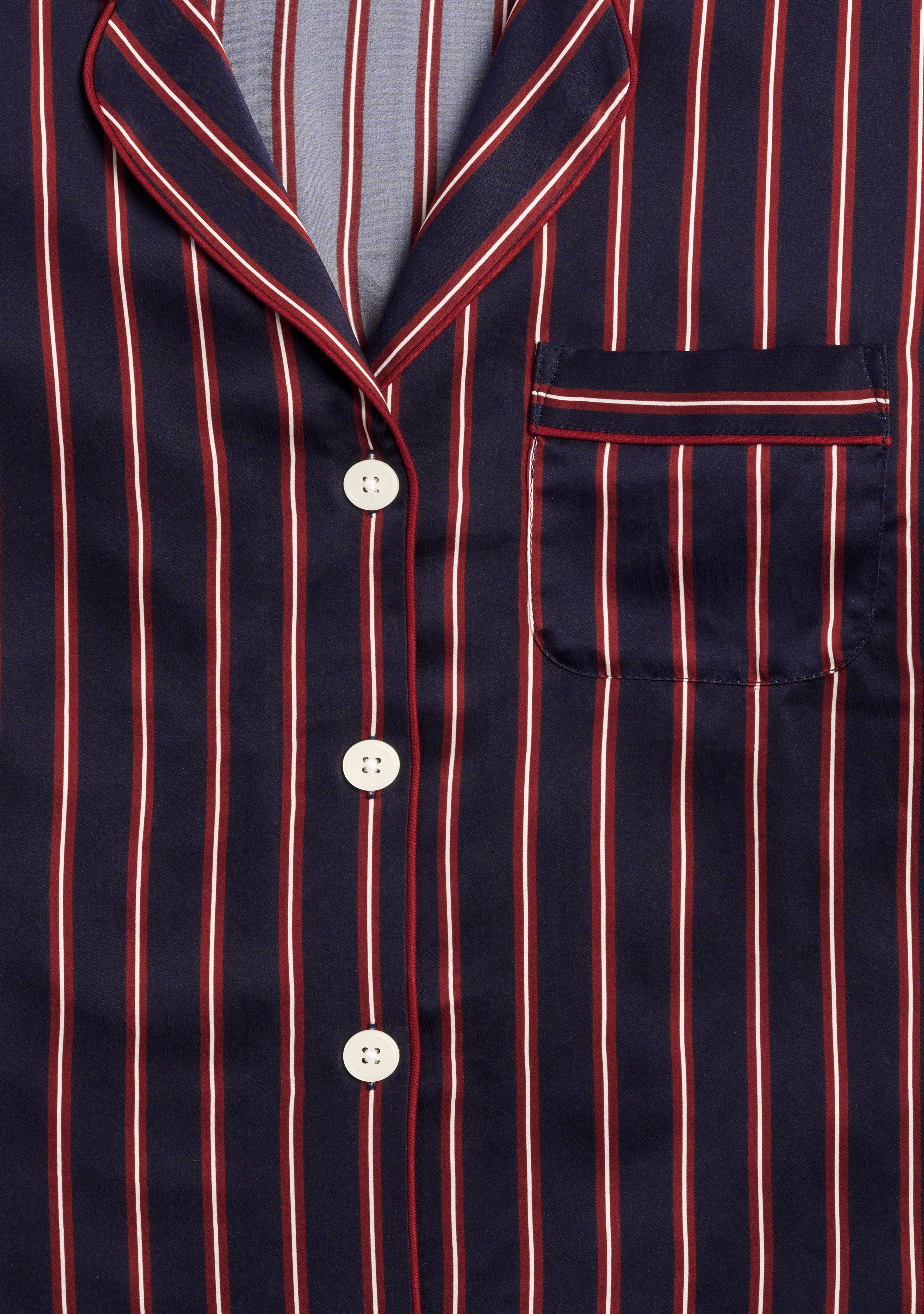 Washable Silk Marina Pajama Set in Midnight Stripe