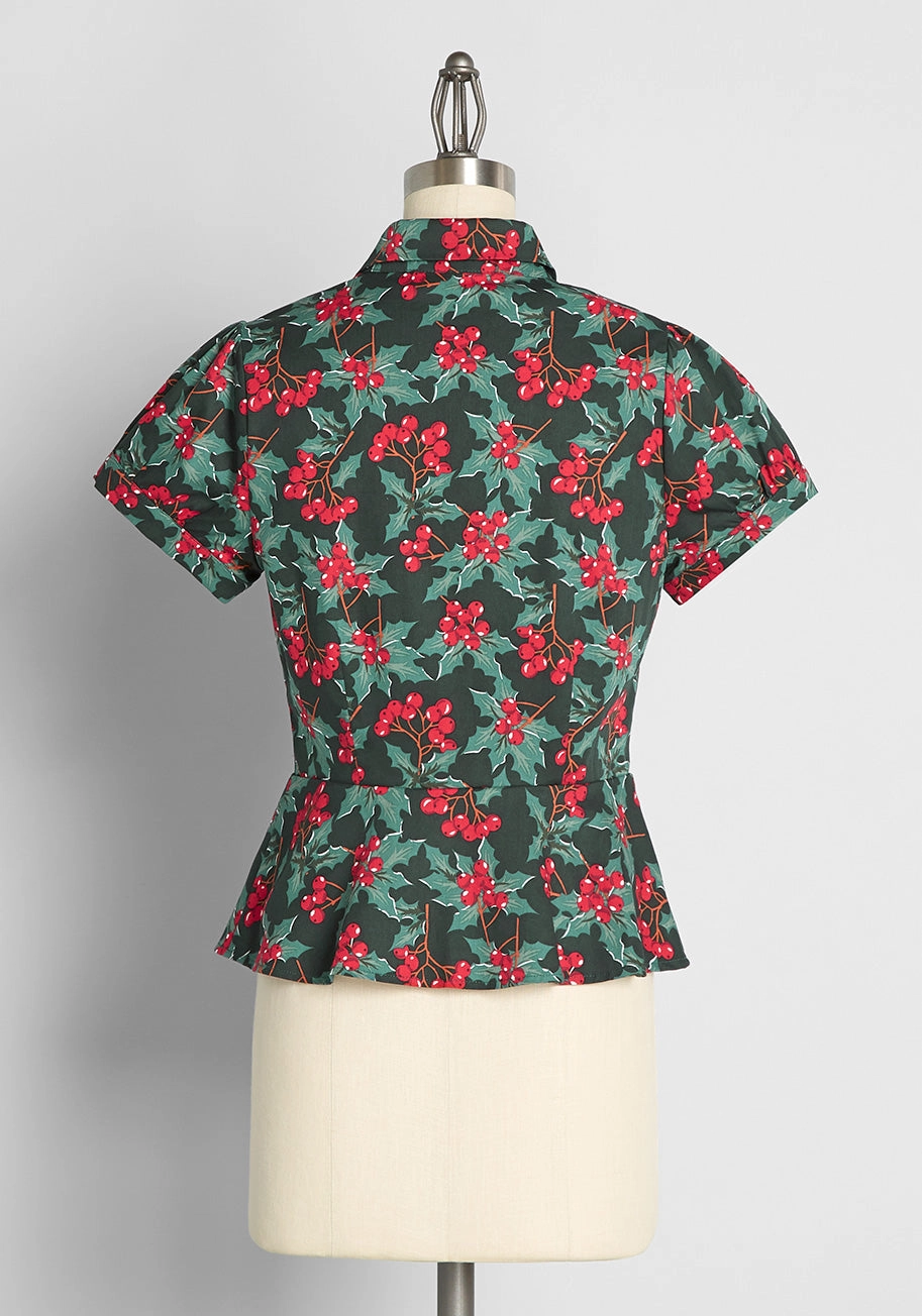 Winterberry Beauty Peplum Blouse