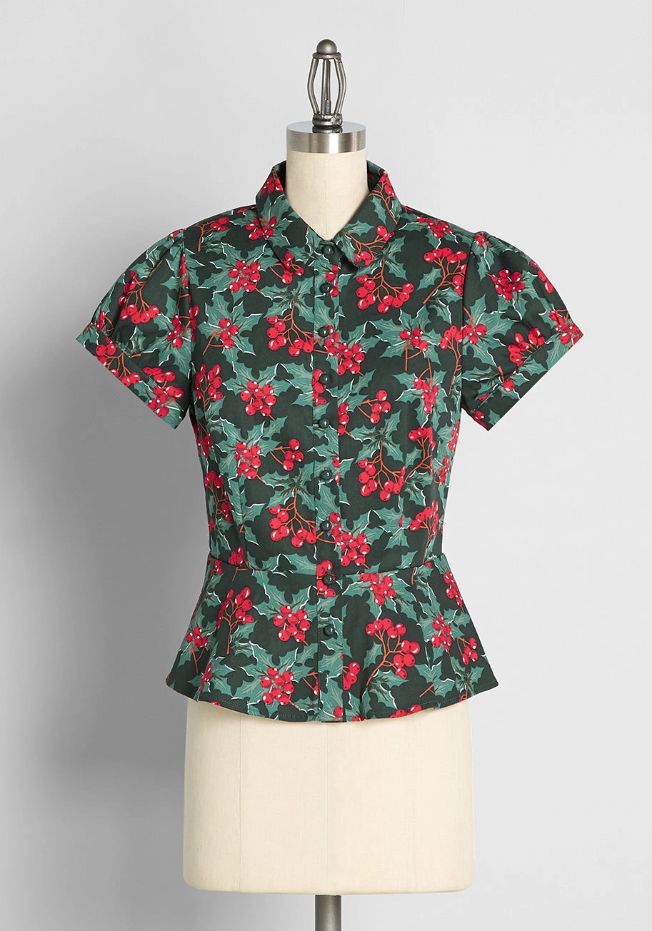 Winterberry Beauty Peplum Blouse