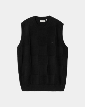 Women’s Checker Vest Sweater | Black
