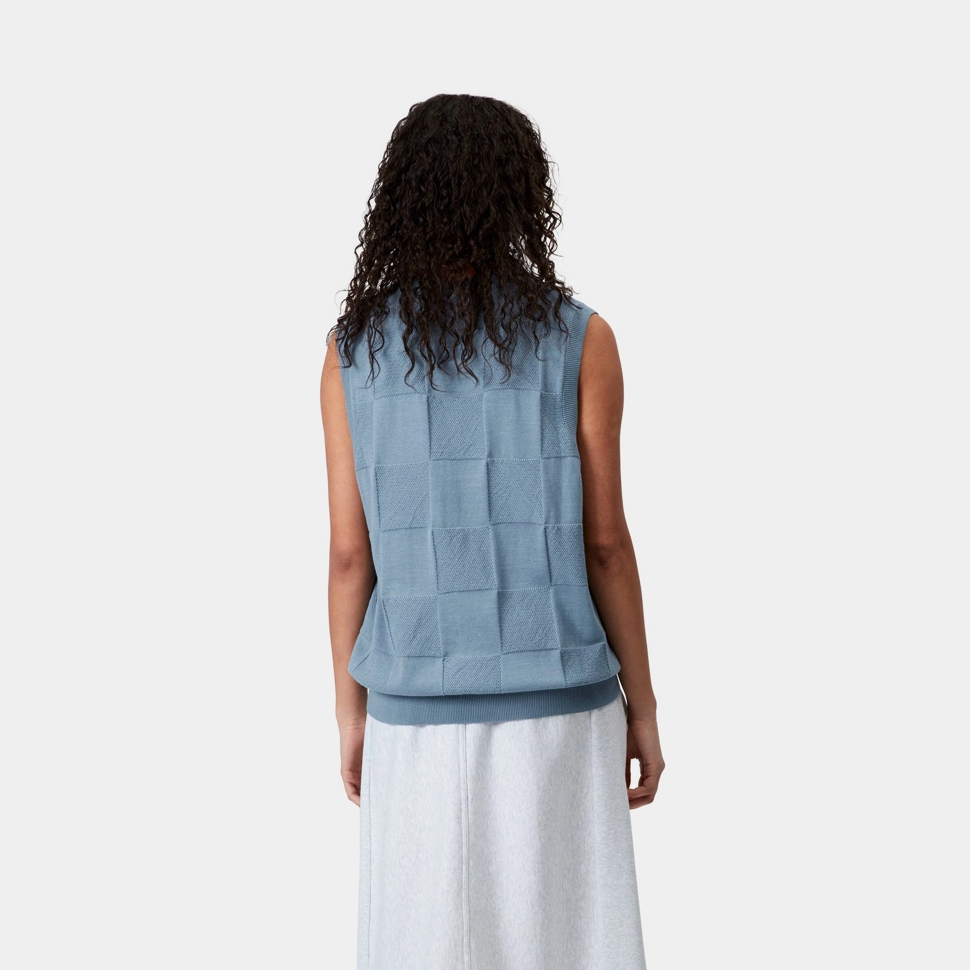Women’s Checker Vest Sweater | Frosted Blue