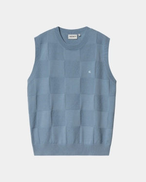 Women’s Checker Vest Sweater | Frosted Blue