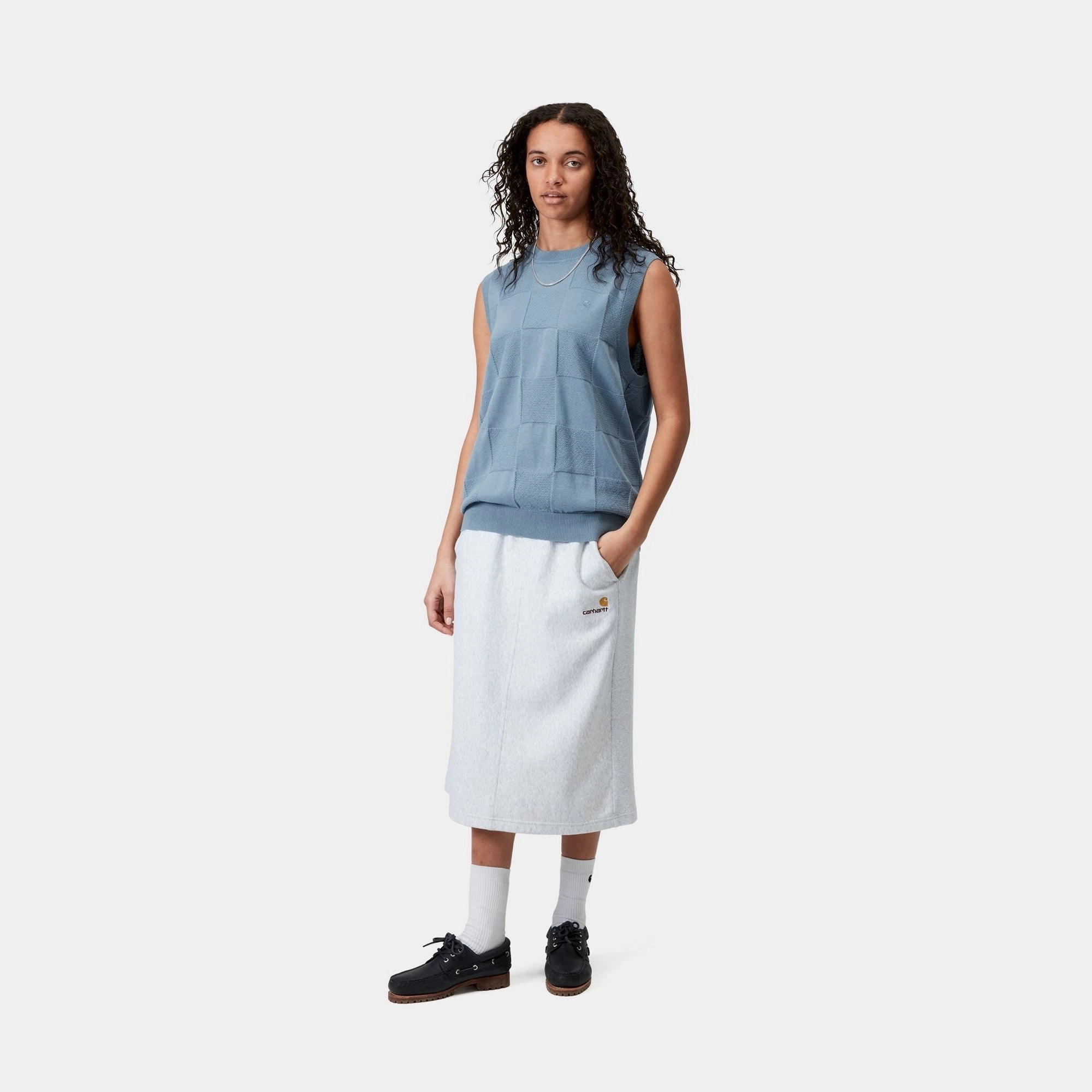 Women’s Checker Vest Sweater | Frosted Blue