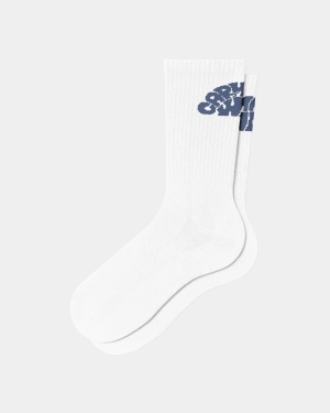 Women’s Jazzy Socks | White / Blue Iris