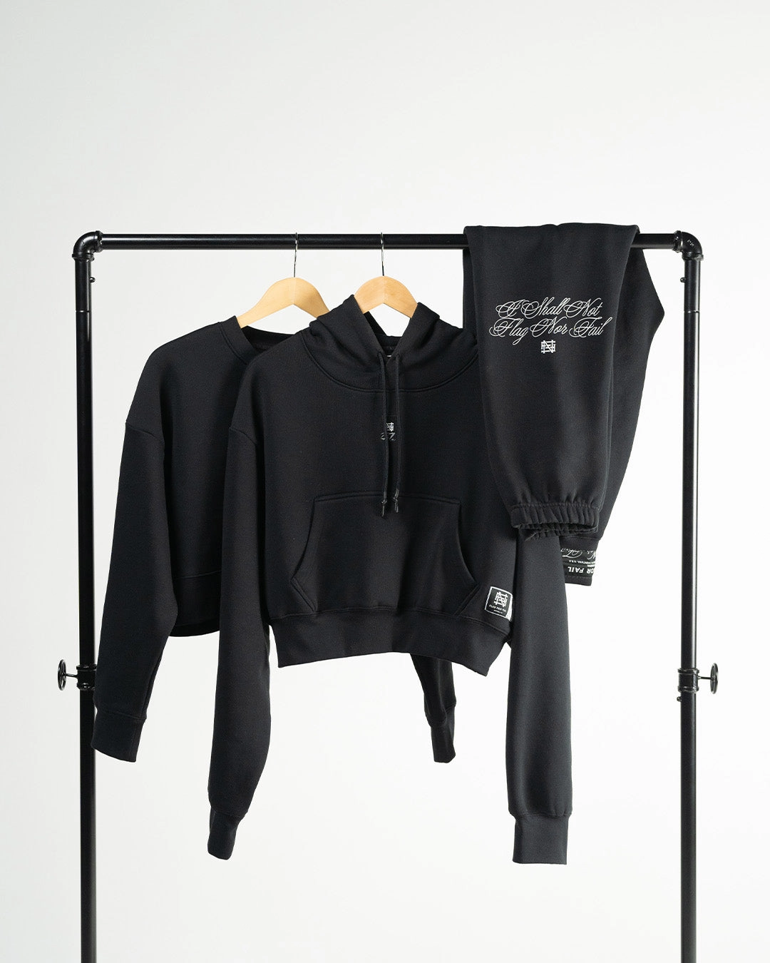 WOMENS OVERSIZED CROP HOODIE - BLACK