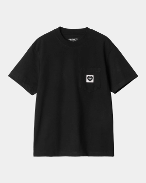 Women’s Pocket Heart T-Shirt | Black / Black