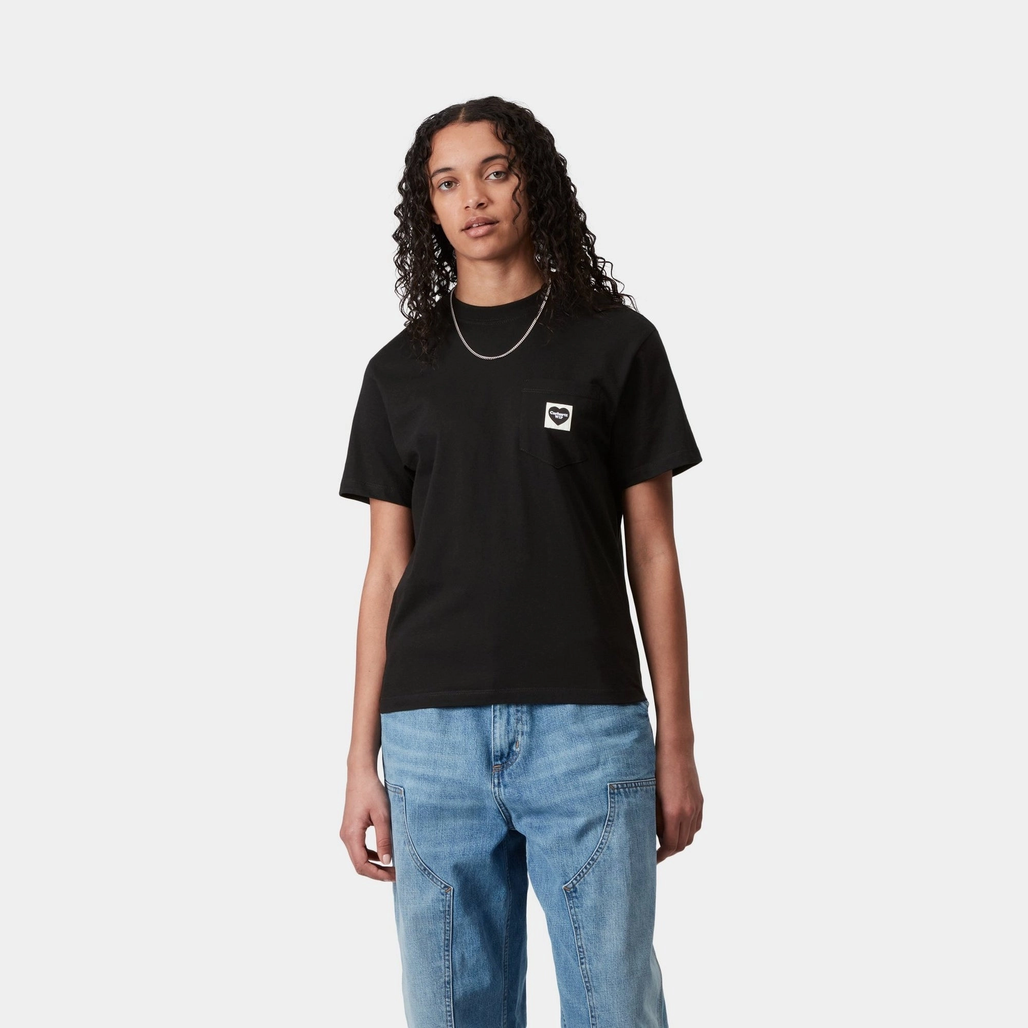 Women’s Pocket Heart T-Shirt | Black / Black