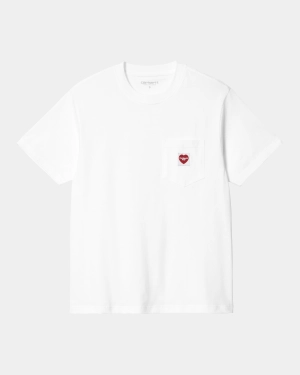 Women’s Pocket Heart T-Shirt | White / Red